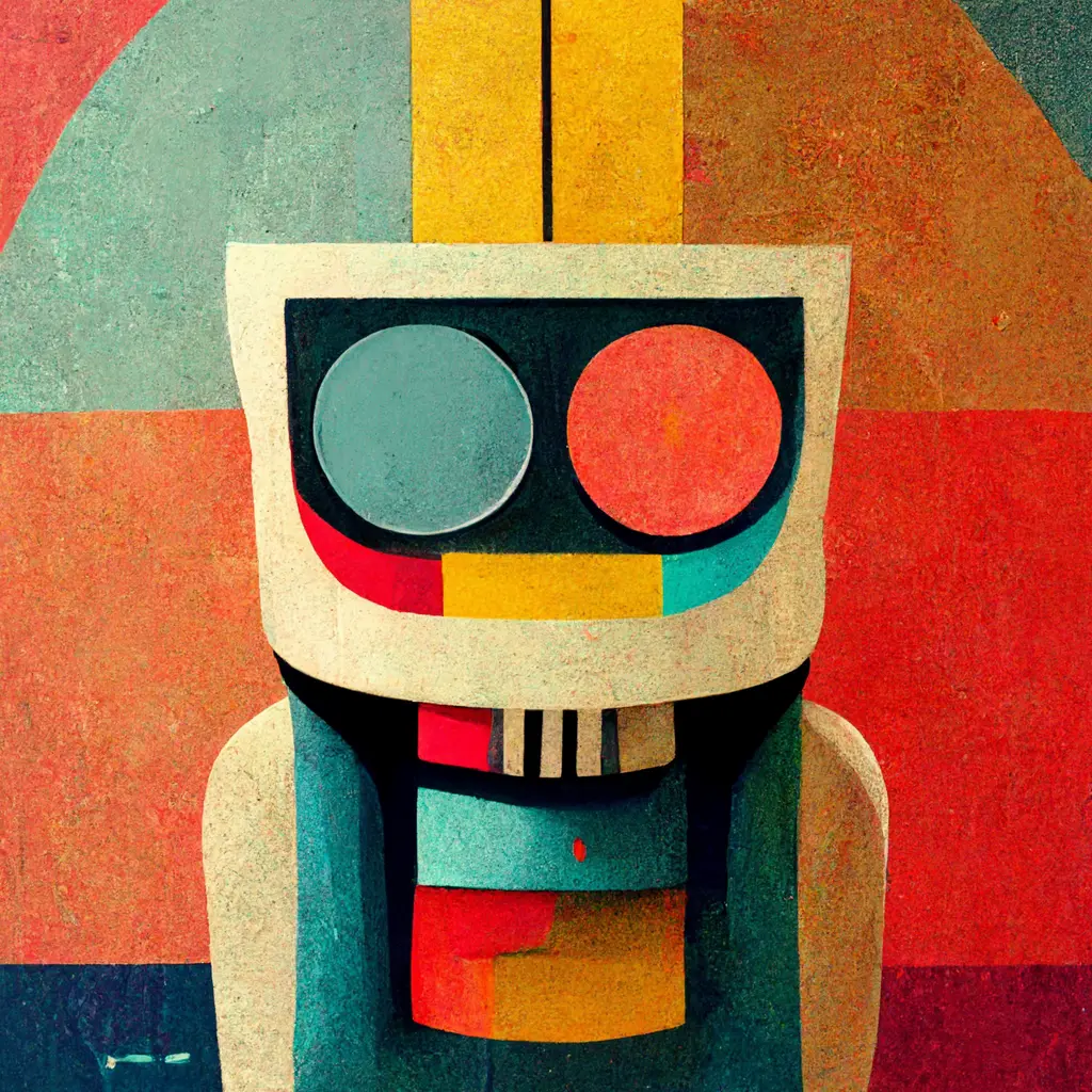 STEM Toy logo - a colorful abstract painting of a robot